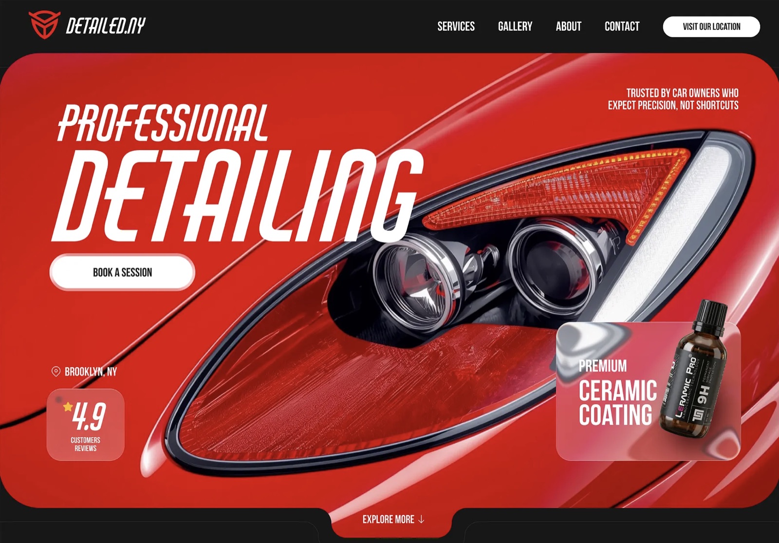 Premium detailing website example — DETAILED.NY